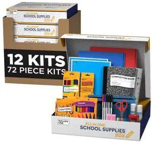 72 Piece Back to School Supplies Kit 12 Pack Bulk K-5 Kids School Supply Kit 72 Piece Back to School Supplies Kit 12 Pack Bulk K-5 Kids School Supply Kit
