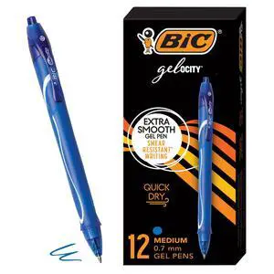 Gelocity Quick Dry Blue Gel Pens, Medium Point (0.7mm), 12-Count Pack, Retractable Gel Pens With Comfortable Full Grip Gelocity Quick Dry Blue Gel Pens, Medium Point (0.7mm), 12-Count Pack, Retractable Gel Pens With Comfortable Full Grip
