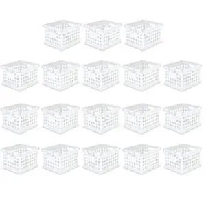 Stackable Plastic Storage Crate Bin Organizer File Box with Handles for Home, Office, Dorm, Garage, or Utility Organization, White, 18-Pack Stackable Plastic Storage Crate Bin Organizer File Box with Handles for Home, Office, Dorm, Garage, or Utility Organization, White, 18-Pack
