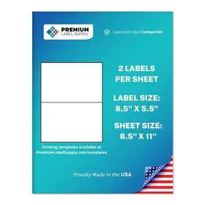 8.5" x 5.5" Half Sheet Self Adhesive Shipping Labels for Laser or Inkjet Printer (4000 Labels) 8.5" x 5.5" Half Sheet Self Adhesive Shipping Labels for Laser or Inkjet Printer (4000 Labels)