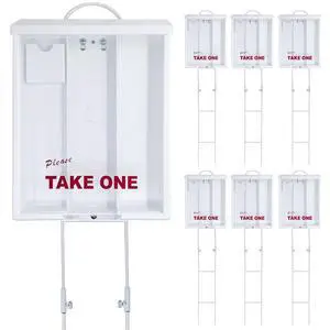 Outdoor Real Estate Brochure Box with Two-Piece Metal Yard Stake & Dual Cross Bars, Bulk 6 Pack, Letter-Size Take One Flyer Holder, 39" Tall Display (6 Pack - White) Outdoor Real Estate Brochure Box with Two-Piece Metal Yard Stake & Dual Cross Bars, Bulk 6 Pack, Letter-Size Take One Flyer Holder, 39" Tall Display (6 Pack - White)