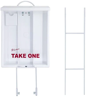 Outdoor Real Estate Brochure Box, Attached 2 Piece Yard Stake, 250 8.5 x 11 Documents, 60 Business Cards, 39" Flyer Literature Marketing Stand (1 Pack - White) Outdoor Real Estate Brochure Box, Attached 2 Piece Yard Stake, 250 8.5 x 11 Documents, 60 Business Cards, 39" Flyer Literature Marketing Stand (1 Pack - White)