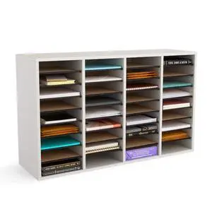 Literature Organizer, 36 Compartments, Office and Classroom Mailbox with Adjustable Shelves, Wood Paper and Mail Sorter, Modern Gray Literature Organizer, 36 Compartments, Office and Classroom Mailbox with Adjustable Shelves, Wood Paper and Mail Sorter, Modern Gray