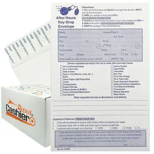 2000 Cashier Depot - After Hours Key Drop Envelopes AH69W, 6" x 9", White 28lb Paper, Open End with Peel & Seal Night Drop Service Envelopes for Auto Repair Shops, Garages & Car Dealers, 2000 Count 2000 Cashier Depot - After Hours Key Drop Envelopes AH69W, 6" x 9", White 28lb Paper, Open End with Peel & Seal Night Drop Service Envelopes for Auto Repair Shops, Garages & Car Dealers, 2000 Count