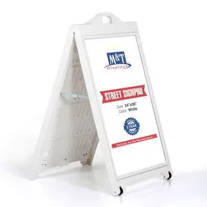 Street SignPro with Lens Protective Cover, 24x36 Inch Poster White Double Sided Sandwich Board Folding A-Frame Sidewalk Curb Sign Portable Advertising Display for Restaurant Cafe Street SignPro with Lens Protective Cover, 24x36 Inch Poster White Double Sided Sandwich Board Folding A-Frame Sidewalk Curb Sign Portable Advertising Display for Restaurant Cafe