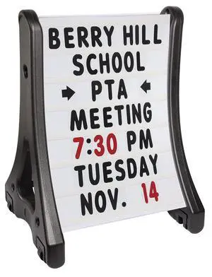 24"x36" Changeable Message Board Sidewalk Sign, Standard Portable A-Frame Sign & Letter Kit for Outdoor, Business, Large Black Standing Frame with Wheels, USA-Made 24"x36" Changeable Message Board Sidewalk Sign, Standard Portable A-Frame Sign & Letter Kit for Outdoor, Business, Large Black Standing Frame with Wheels, USA-Made