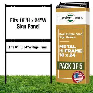Generic Real Estate Yard Sign Metal H-Frame, 18 x 24 Slide-in with Rider, Black (Pack of 5), (C-289) Generic Real Estate Yard Sign Metal H-Frame, 18 x 24 Slide-in with Rider, Black (Pack of 5), (C-289)