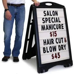 24"x36" Changeable Message Sign Board Sidewalk Sign, Standard Portable BigBoss & Letter Kit for Outdoor, Business, Large Black Standing Frame with Wheels, USA-Made 24"x36" Changeable Message Sign Board Sidewalk Sign, Standard Portable BigBoss & Letter Kit for Outdoor, Business, Large Black Standing Frame with Wheels, USA-Made
