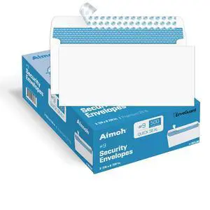 #9 Security Self-Seal Envelopes, Premium Security Tint Pattern, Ultra Strong Quick-Seal Closure - No Window, EnveGuard, Size 3-7/8 x 8-7/8 Inches - White - 24 LB - (30138-CS) #9 Security Self-Seal Envelopes, Premium Security Tint Pattern, Ultra Strong Quick-Seal Closure - No Window, EnveGuard, Size 3-7/8 x 8-7/8 Inches - White - 24 LB - (30138-CS)