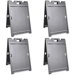 (Pack of 4) Two-Sided BabyBoss Sidewalk Sign Frame with Slide-In Feature/A-Frame Sandwich Board for 24 x 18 inch Signs, Plastic, Black, Made in USA (Pack of 4) Two-Sided BabyBoss Sidewalk Sign Frame with Slide-In Feature/A-Frame Sandwich Board for 24 x 18 inch Signs, Plastic, Black, Made in USA