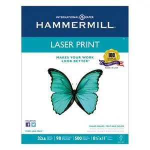 Laser Print Office Paper, 98 Brightness, 32lb, 8-1/2 x 11, White, 500 Sheets/RM, Sold as 1 Ream, 500 per Ream Laser Print Office Paper, 98 Brightness, 32lb, 8-1/2 x 11, White, 500 Sheets/RM, Sold as 1 Ream, 500 per Ream