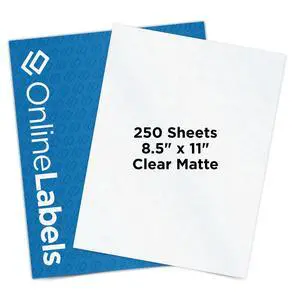 8.5 x 11 Clear Frosted Matte Sticker Paper (Inkjet Printers Only) - 250 Sheets - Full Sheet Labels - OnlineLabels 8.5 x 11 Clear Frosted Matte Sticker Paper (Inkjet Printers Only) - 250 Sheets - Full Sheet Labels - OnlineLabels