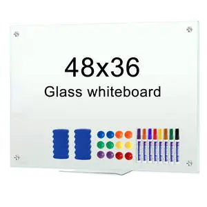 Dry Erase White Board 48"x36" Glass Magnetic Whiteboard for Wall, Includes 12 Magnets, 8 Markers and 2 Erasers Dry Erase White Board 48"x36" Glass Magnetic Whiteboard for Wall, Includes 12 Magnets, 8 Markers and 2 Erasers