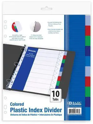 Binder Dividers, 10 Color Index Tabs, Pre-Printed, 144-Case | 10 multicolor index tabs, reinforced 3-hole edge fits 3-ring binders Binder Dividers, 10 Color Index Tabs, Pre-Printed, 144-Case | 10 multicolor index tabs, reinforced 3-hole edge fits 3-ring binders