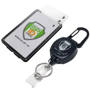 Bulk 25 Pack - Heavy Duty Sidekick Carabiner Badge and Key Reel by Key-Bak with Three Card Polycarbonate ID Badge Holder by Bulk 25 Pack - Heavy Duty Sidekick Carabiner Badge and Key Reel by Key-Bak with Three Card Polycarbonate ID Badge Holder by