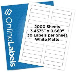 3.434 x 0.667 File Folder Labels (Laser Printers Only) - Pack of 60,000 Labels, 2000 Sheets - OnlineLabels 3.434 x 0.667 File Folder Labels (Laser Printers Only) - Pack of 60,000 Labels, 2000 Sheets - OnlineLabels