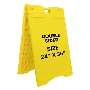 Outdoor A-Frame Sandwich Signboard 24 x 36 Display Surface w/PVC Sign Protector & Sand Fill Holes Duel Display Signage Stand for Storefront Sidewalk Curb (Yellow) Outdoor A-Frame Sandwich Signboard 24 x 36 Display Surface w/PVC Sign Protector & Sand Fill Holes Duel Display Signage Stand for Storefront Sidewalk Curb (Yellow)