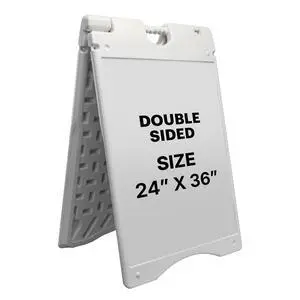 Outdoor A-Frame Sandwich Signboard 24 x 36 Display Surface w/PVC Sign Protector & Sand Fill Holes Duel Display Signage Stand for Storefront Sidewalk Curb (White) Outdoor A-Frame Sandwich Signboard 24 x 36 Display Surface w/PVC Sign Protector & Sand Fill Holes Duel Display Signage Stand for Storefront Sidewalk Curb (White)