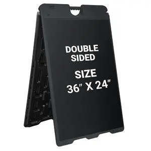 Outdoor A-Frame Sandwich Signboard 24 x 36 Display Surface w/PVC Sign Protector & Sand Fill Holes Duel Display Signage Stand for Storefront Sidewalk Curb (Black) Outdoor A-Frame Sandwich Signboard 24 x 36 Display Surface w/PVC Sign Protector & Sand Fill Holes Duel Display Signage Stand for Storefront Sidewalk Curb (Black)