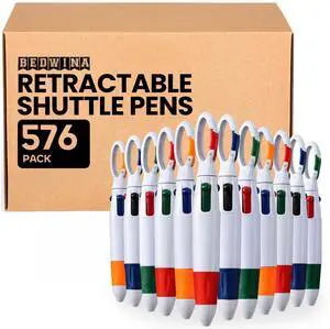 Retractable Shuttle Pens with Carabiner Clip - Pack of 576 Bulk Mini 4-in-1 Multi-Colored Ink Ballpoint Pens with Keychain for Adults, Kids, Nurses, School, Stocking Stuffer Gifts, Party Favors Retractable Shuttle Pens with Carabiner Clip - Pack of 576 Bulk Mini 4-in-1 Multi-Colored Ink Ballpoint Pens with Keychain for Adults, Kids, Nurses, School, Stocking Stuffer Gifts, Party Favors