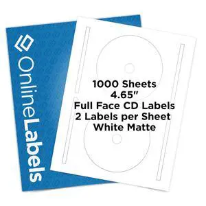 4.65 Inch Full-Face CD/DVD Labels & Spine Label - Pack of 2,000 Sets of CD/DVD Stickers, 1,000 Sheets - Inkjet/Laser Printer 4.65 Inch Full-Face CD/DVD Labels & Spine Label - Pack of 2,000 Sets of CD/DVD Stickers, 1,000 Sheets - Inkjet/Laser Printer