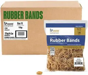 Upgrade Office Supply Rubber Bands, Size 10, 20 Pack Case, 1 lb Bags USA Upgrade Office Supply Rubber Bands, Size 10, 20 Pack Case, 1 lb Bags USA