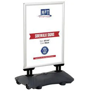 WindPro Lite Weather and Wind Resistant Outdoor Pavement Curb Sidewalk Sign Holder for 28x44 Inch Posters Silver Aluminum Easy Front Loading Snap Frame Durable LDPE Gray Water Base WindPro Lite Weather and Wind Resistant Outdoor Pavement Curb Sidewalk Sign Holder for 28x44 Inch Posters Silver Aluminum Easy Front Loading Snap Frame Durable LDPE Gray Water Base