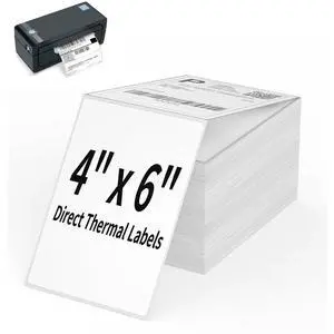 4" x 6" Direct Thermal Labels, 12000 Fanfold Shipping Labels with Perforated Line for Zebra & Rollo Printer, Thermal Printer Label 4x6, Permanent Adhesive 4" x 6" Direct Thermal Labels, 12000 Fanfold Shipping Labels with Perforated Line for Zebra & Rollo Printer, Thermal Printer Label 4x6, Permanent Adhesive