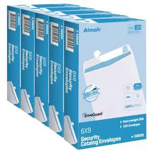 6 x 9 Self-Seal Security White Catalog Envelopes - 1 Case - 5 Packs - 1000 Envelopes - 28lb, Security Tinted, Ultra Strong Quick-Seal, 6x9 inch (38600-CS) 6 x 9 Self-Seal Security White Catalog Envelopes - 1 Case - 5 Packs - 1000 Envelopes - 28lb, Security Tinted, Ultra Strong Quick-Seal, 6x9 inch (38600-CS)