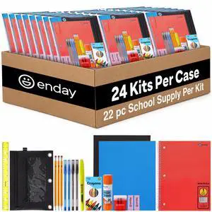 24 Pack Bulk School Supplies for Kids | 22 Piece Back to School Supplies in Each Kit, Premium Quality Kids School Supply for Girls & Boys, Kindergarten, Elementary, K-12 - By 24 Pack Bulk School Supplies for Kids | 22 Piece Back to School Supplies in Each Kit, Premium Quality Kids School Supply for Girls & Boys, Kindergarten, Elementary, K-12 - By