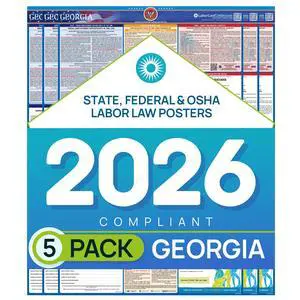 Labor Law Posters Georgia 2026, 5-Pack, State, Federal Workplace Notices | Georgia State Federal Workplace Notices With OSHA, EEOC, FMLA, Minimum Wage, HR Office, Worksite, Employee Posting Details Labor Law Posters Georgia 2026, 5-Pack, State, Federal Workplace Notices | Georgia State Federal Workplace Notices With OSHA, EEOC, FMLA, Minimum Wage, HR Office, Worksite, Employee Posting Details