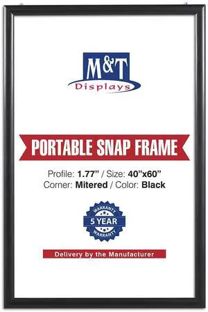Portable Snap Poster Frame 40x60 Inch Black 1.77" Aluminum Profile Front Loading Wall Mounting Photo Picture Document Certificate Sign Holder Mitered Corner Anti Glare Cover Portable Snap Poster Frame 40x60 Inch Black 1.77" Aluminum Profile Front Loading Wall Mounting Photo Picture Document Certificate Sign Holder Mitered Corner Anti Glare Cover