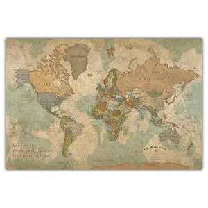 Personalized Push Pin World Map on Canvas in Vintage Earth Tones, Customize with Your Names and Quote to Track Travels, World Map Pin Board, Travel Tracker (60x40, Rolled/Unframed) Personalized Push Pin World Map on Canvas in Vintage Earth Tones, Customize with Your Names and Quote to Track Travels, World Map Pin Board, Travel Tracker (60x40, Rolled/Unframed)