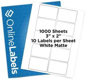 3 x 2 Rectangle Labels - Permanent, White Matte - Wax Melt, Soap, Address Labels - Pack of 10,000 Labels, 1,000 Sheets - Inkjet/Laser Printers 3 x 2 Rectangle Labels - Permanent, White Matte - Wax Melt, Soap, Address Labels - Pack of 10,000 Labels, 1,000 Sheets - Inkjet/Laser Printers