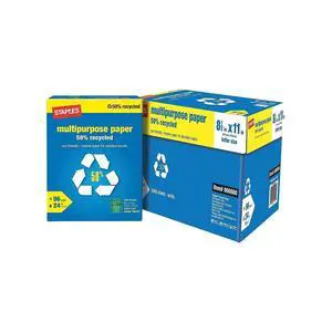 50% Recycled 8.5-Inch x 11-Inch Multipurpose Paper 24 lbs 96 Bright, 10 RM/CT, For Office, School & Home 50% Recycled 8.5-Inch x 11-Inch Multipurpose Paper 24 lbs 96 Bright, 10 RM/CT, For Office, School & Home