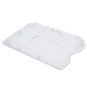 Bulk 50 Pack - Slim Heavy Duty Horizontal ID Badge Holders - Hard Plastic (Holds 1 Card) Clear Polycarbonate - Single CR80 30 Mil - Rigid Case Easy Access with Thumb Notch Dispenser by Bulk 50 Pack - Slim Heavy Duty Horizontal ID Badge Holders - Hard Plastic (Holds 1 Card) Clear Polycarbonate - Single CR80 30 Mil - Rigid Case Easy Access with Thumb Notch Dispenser by