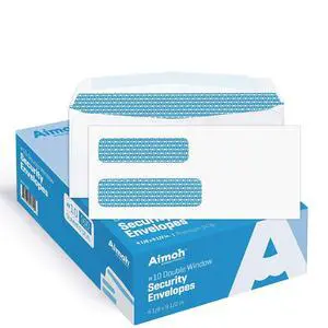 #10 Double Window Security Envelopes - GUMMED Closure, Security Tinted - Size 4-1/8 x 9-1/2 - White - 24 LB - 1 Case - 5 Packs - 2500 Envelopes (30101-CS) #10 Double Window Security Envelopes - GUMMED Closure, Security Tinted - Size 4-1/8 x 9-1/2 - White - 24 LB - 1 Case - 5 Packs - 2500 Envelopes (30101-CS)