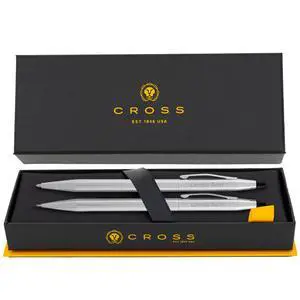 Cross Classic Century Engraved Ballpoint Pen and Pencil Set, Chrome, Slim Twist Action, Personalized Gift for Graduation, New Job, Retirement, Career Advancement, Cross Gift Box Included Cross Classic Century Engraved Ballpoint Pen and Pencil Set, Chrome, Slim Twist Action, Personalized Gift for Graduation, New Job, Retirement, Career Advancement, Cross Gift Box Included