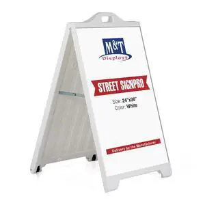 Street SignPro Board, White 24x36 Inch Weatherproof Sandwich Board A-Frame Sidewalk Curb Sign Holder Folding Portable Double Sided Advertising Display for Restaurant Cafe Street SignPro Board, White 24x36 Inch Weatherproof Sandwich Board A-Frame Sidewalk Curb Sign Holder Folding Portable Double Sided Advertising Display for Restaurant Cafe