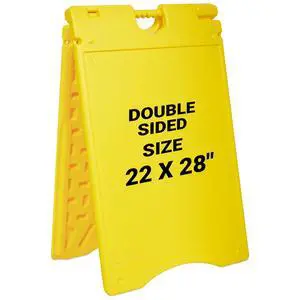 A-Frame Signboard 22 x 28 Display Surface Large Outdoor Sandwich Board w/Weather Resistant PVC Sign Protector & Sand Fill Holes Dual Signage Stand for Storefront Sidewalk Curb (Yellow) A-Frame Signboard 22 x 28 Display Surface Large Outdoor Sandwich Board w/Weather Resistant PVC Sign Protector & Sand Fill Holes Dual Signage Stand for Storefront Sidewalk Curb (Yellow)