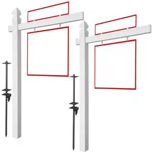 72" x 47" Real Estate Sign Post for Open House and Yard Sale Signs with Flat Cap and Gothic Cap Options - Vinyl PVC - White - 2 Pack 72" x 47" Real Estate Sign Post for Open House and Yard Sale Signs with Flat Cap and Gothic Cap Options - Vinyl PVC - White - 2 Pack