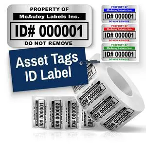 Custom Asset Tags for Equipment - Numbered, Permanent - Heavy Duty Metalized Polyester, Stronger Adhesive - ID Label - 1.5x0.75 Inches Custom Asset Tags for Equipment - Numbered, Permanent - Heavy Duty Metalized Polyester, Stronger Adhesive - ID Label - 1.5x0.75 Inches