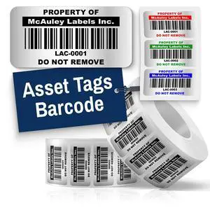 Custom Asset Tags for Equipment - Numbered, Permanent - Heavy Duty Metalized Polyester, Stronger Adhesive - Barcode Label - 1.5x0.75 Inches Custom Asset Tags for Equipment - Numbered, Permanent - Heavy Duty Metalized Polyester, Stronger Adhesive - Barcode Label - 1.5x0.75 Inches