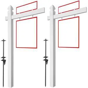 72" x 36" Real Estate Sign Post for Open House and Yard Sale Signs with Flat Cap and Gothic Cap Options - Vinyl PVC - White - 2 Pack 72" x 36" Real Estate Sign Post for Open House and Yard Sale Signs with Flat Cap and Gothic Cap Options - Vinyl PVC - White - 2 Pack