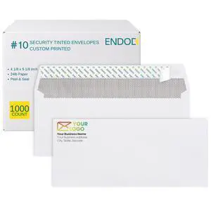 1000#10 Custom Printed Envelopes Self Seal, Security Tinted, #10 Custom Business Envelopes with Logo and Text, Peel and Seal Closure, Personalized Envelopes, White 24 lb Paper, 4 1/8 x 9 1/2 Inch 1000#10 Custom Printed Envelopes Self Seal, Security Tinted, #10 Custom Business Envelopes with Logo and Text, Peel and Seal Closure, Personalized Envelopes, White 24 lb Paper, 4 1/8 x 9 1/2 Inch
