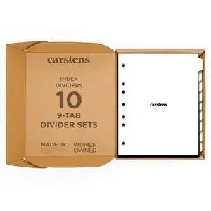 Heavy Duty Plastic Dividers, 9-Tab, White, for Side-Opening 3-Ring Binders, Case of 10 Heavy Duty Plastic Dividers, 9-Tab, White, for Side-Opening 3-Ring Binders, Case of 10