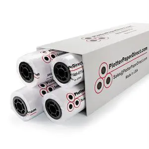 24in x 100ft Coated White Plotter Paper, 46 Lb, 2'' Core, 95 Bright White, for CAD Printing on Wide Format Ink Jet Printers (4-Pack) 24in x 100ft Coated White Plotter Paper, 46 Lb, 2'' Core, 95 Bright White, for CAD Printing on Wide Format Ink Jet Printers (4-Pack)