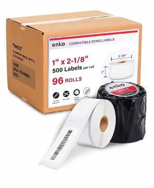 30336 Direct Thermal Address, Shipping and Barcode Labels (1 x 2-1/8 inches) - 96 Rolls | 48,000 Labels Compatible with Dymo LabelWriter 450 Turbo and 4XL Printers 30336 Direct Thermal Address, Shipping and Barcode Labels (1 x 2-1/8 inches) - 96 Rolls | 48,000 Labels Compatible with Dymo LabelWriter 450 Turbo and 4XL Printers