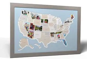 50 States USA Photo Map - Frame Optional - Made in America (Caribbean, Grey Frame) 50 States USA Photo Map - Frame Optional - Made in America (Caribbean, Grey Frame)