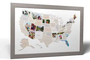 50 States USA Photo Map - Frame Optional - Made in America (White, Grey Frame) 50 States USA Photo Map - Frame Optional - Made in America (White, Grey Frame)